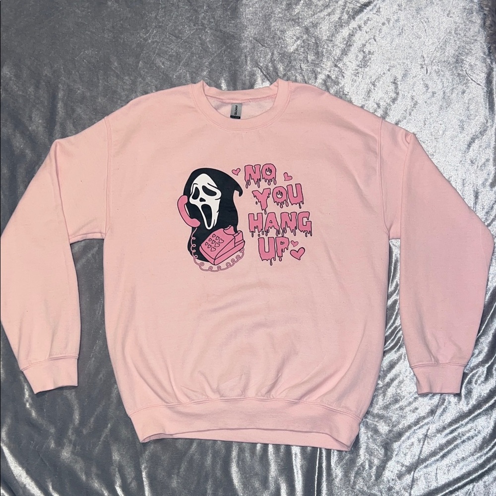 Ghost face Pink Graphic Crewneck Sweatshirt